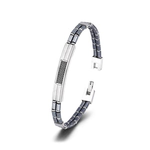 1 paio di braccialetti da uomo in acciaio inossidabile con motivo geometrico semplice della serie Simple h5 Immagine2