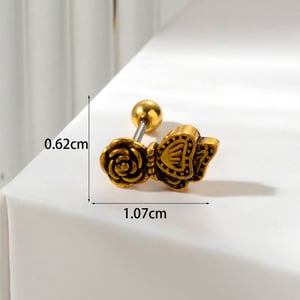 1 Piece Simple Series Classic Flower Titanium Steel No Plating Material Zircon Women Stud Earrings h5 Picture4