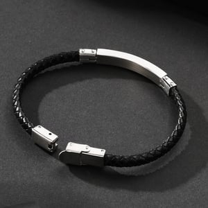 1 paio di braccialetti da uomo in pelle geometrica semplice della serie Simple h5 Immagine4