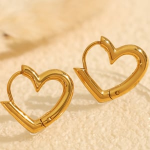 1 pair simple series simple heart stainless steel  gold plated women hoop earrings h5 Picture6