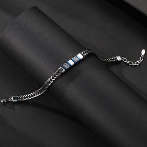 1 paio di bracciali da uomo in acciaio inossidabile con motivo geometrico retrò, serie semplice h5 Immagine5