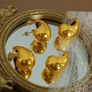 1 pair simple series simple droplet stainless steel  gold plated women stud earrings h5 Picture5