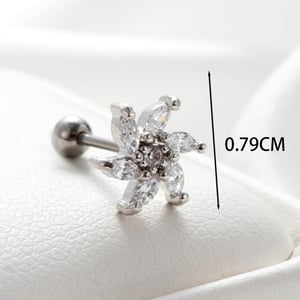 1 Piece Simple Series Classic Flower Copper No Plating Material Zircon Women Stud Earrings h5 Picture5