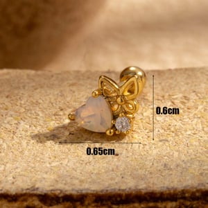 1 pieza de pendientes de botón de acero de titanio con diseño de flor clásica de serie simple, sin chapado, con circonitas para mujer h5 Imagen5