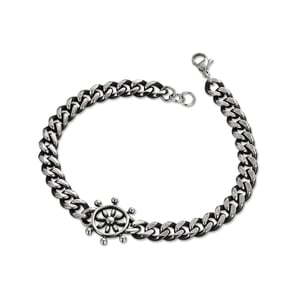 1 paio di bracciali da uomo in acciaio inossidabile con motivo geometrico casual, serie semplice h5 Immagine2