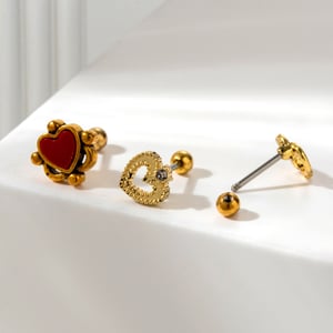 1 Piece Simple Series Classic Heart Titanium Steel No Plating Material Zircon Women Stud Earrings h5 Picture7