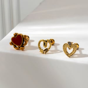 1 Piece Simple Series Classic Heart Titanium Steel No Plating Material Zircon Women Stud Earrings h5 Picture3