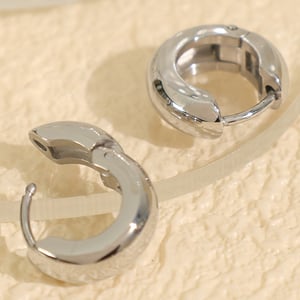 1 pair simple series classic solid color stainless steel  gold plated women hoop earrings h5 Picture7