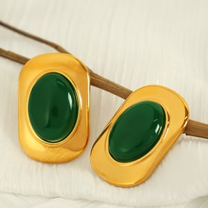 1 pair classic series retro geometric stainless steel  gold plated women stud earrings h5 Picture4
