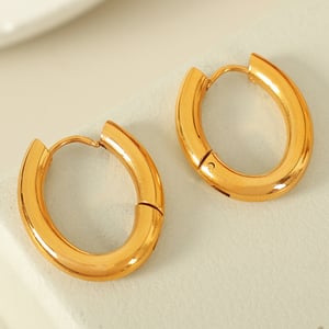 1 Paar Creolen aus der Simple-Serie, klassisch, einfarbig, Edelstahl, 18 Karat vergoldet, für Damen h5 Bild7