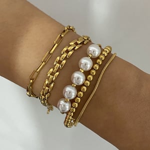 1 piece luxurious series elegant geometric stainless steel  gold plated women chain bracelets h5 Picture3