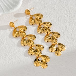 1 Paar einfache Serie elegante Pflanze Edelstahl 18 Karat vergoldet Frauen Tropfen Ohrringe h5 Bild3
