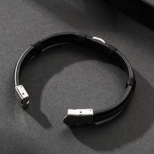 1 paio di braccialetti da uomo in pelle geometrica casual della serie Simple h5 Immagine4