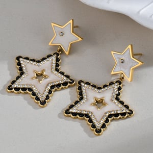 1 Paar Simple Series Klassische geometrische Edelstahl 18 Karat vergoldet Strass Damen Tropfen Ohrringe h5 Bild2