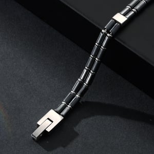 1 paio di braccialetti da uomo in acciaio inossidabile con motivo geometrico semplice della serie Simple h5 Immagine5