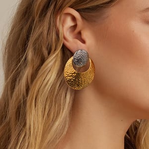1 pair simple series  round stainless steel  gold plated women stud earrings h5 Picture6