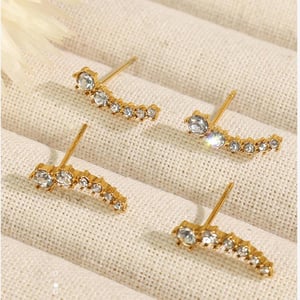 1 pair luxurious series daily geometric titanium steel  gold color plated rhinestone women's stud earrings h5 Picture6
