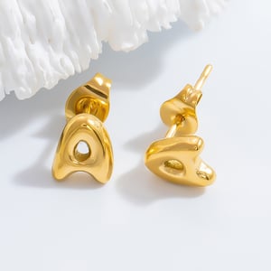 1 Pair Simple Series All-Match Letter Stainless Steel Gold Color Women's Stud Earrings h5 Picture4
