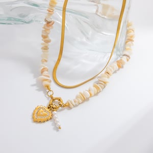 1 piece romantic series daily heart stainless steel  gold color plated rhinestone women's pendant necklaces h5 Picture6