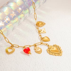1 piece romantic series elegant heart stainless steel  gold color plated artificial pearl women's pendant necklaces h5 Picture3