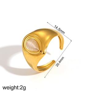 1 pair simple series daily geometric stainless steel  gold plated women adjustable rings h5 Picture10