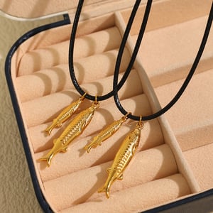 1 piece romantic series fish titanium steel  gold color plated women's pendant necklaces h5 Picture3