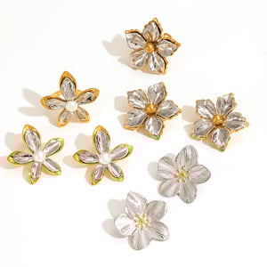 1 pair simple series daily flower stainless steel  gold plated women earrings set h5 Picture4