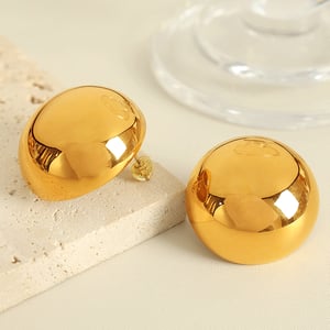 1 pair simple series simple solid color stainless steel  gold plated women stud earrings h5 Picture8