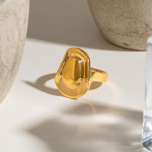 1 pair simple series elegant line stainless steel  gold plated women single rings h5 Picture5