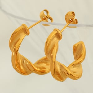 1 pair simple series classic geometric stainless steel  gold plated women hoop earrings h5 Picture7
