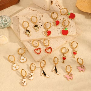 1 pair simple series daily heart stainless steel  gold plated women hoop earrings h5 Picture3