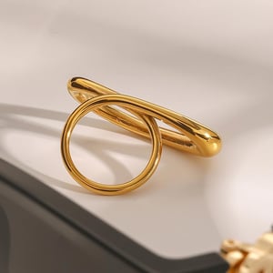1 pair simple series simple line stainless steel  gold plated women single rings h5 Picture5