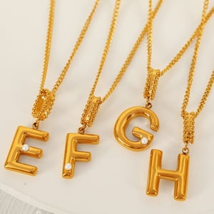 1 piece simple series casual letter stainless steel  gold plated glass women pendant necklaces h5 Picture8