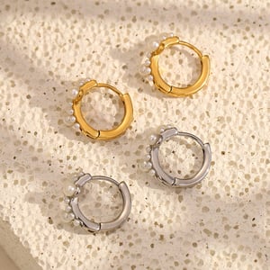 1 Paar Simple Series Fashion OL Einfarbig Edelstahl Gold Farbe Damen Creolen h5 Bild5