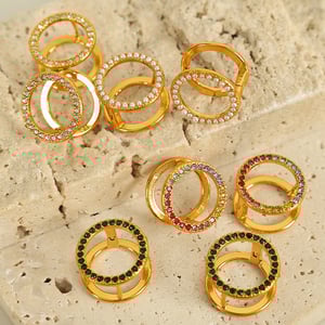 1 pair simple series sweet flower stainless steel  gold plated rhinestone women clip-on earrings h5 Picture8
