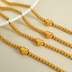 1 piece simple series retro heart stainless steel  gold plated women beaded bracelets h5 Picture5