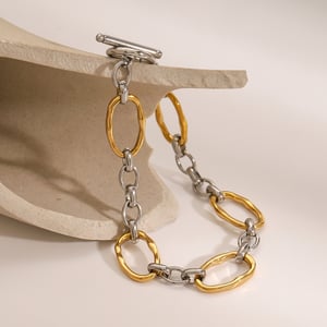 1 piece simple series simple annular stainless steel  gold plated women chain bracelets h5 Picture6