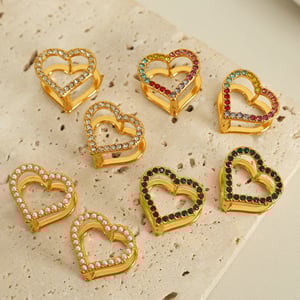 1 pair simple series sweet flower stainless steel  gold plated rhinestone women clip-on earrings h5 Picture6