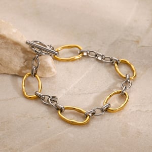 1 piece simple series simple annular stainless steel  gold plated women chain bracelets h5 Picture3