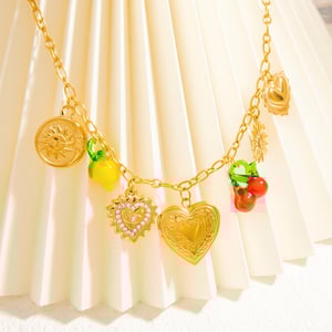 1 piece luxurious series sweet heart stainless steel  gold color plated rhinestone women's pendant necklaces h5 Picture5