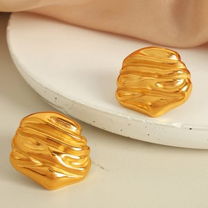 1 pair simple series classic droplet stainless steel  gold plated women stud earrings h5 Picture7