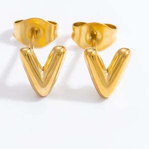 1 Pair Simple Series All-Match Letter Stainless Steel Gold Color Women's Stud Earrings h5 Picture11
