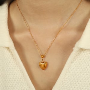 1 piece simple series chic heart stainless steel  gold color plated women's pendant necklaces h5 Picture7