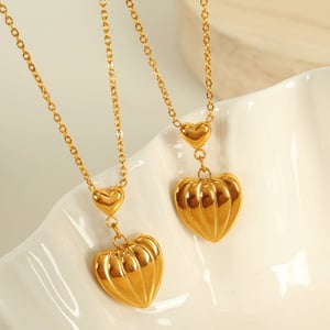 1 piece simple series chic heart stainless steel  gold color plated women's pendant necklaces h5 Picture5