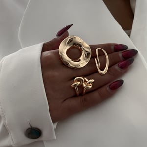 1 pair simple series simple line stainless steel  gold plated women single rings h5 Picture8