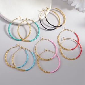 1 Paar einfache Serie einfache gemischte Farbe Edelstahl Creolen für Damen h5 Bild4