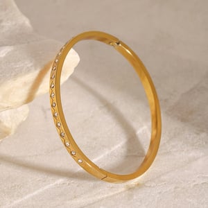 1 Piece Classic Series French Retro Rhombus Round Stainless Steel Gold Color Women's Bangles h5 Picture5