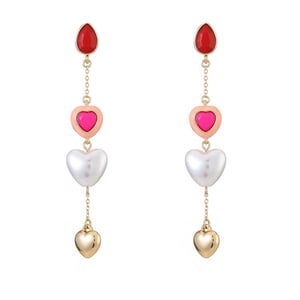 1 Piece Romantic Series Gorgeous Love Heart Polychrome Drop Oil Gold Color Alloy Women's Layered Necklaces h5 Picture7