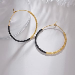 1 Paar einfache Serie einfache gemischte Farbe Edelstahl Creolen für Damen h5 Bild7