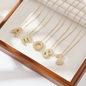 1 Stück Simple Series Simple Letter Kupfer vergoldet Zirkon Unisex Anhänger Halsketten h5 Bild5